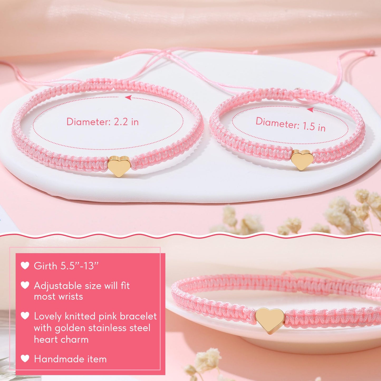 WZHENAINI Mother Daughter Bracelets Mommy and Daughter Birthday Gifts Mom Daughter Heart Matching Bracelets from Mom Mothers Day Gift To My Daughter Bracelets