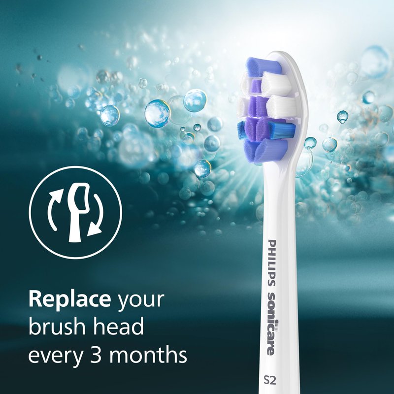 Philips Sonicare S2 Sensitive - Genuine Replacement Electric Toothbrush Heads, White, 4 Pack One Year Supply, HX6054/77