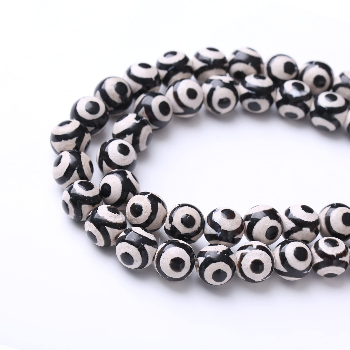 32PCS 12MM NaturalTibetan Stone Beads Round Loose Stone Beads for Jewelry Making DIY Energy Stone Healing Power Bracelet 15"