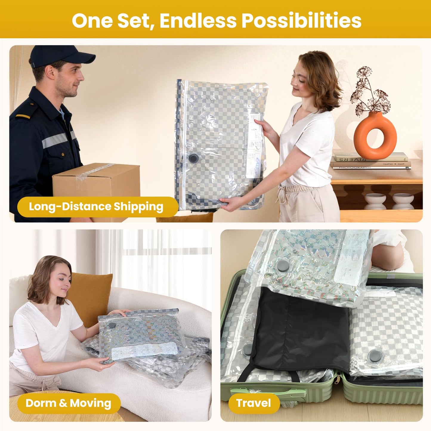 Vacuum Bags for Travel with Rechargeable Digital Display air Pump,15 PCS Combo Travel Size Vacuum Seal Bags for Luggage and Suitcase,Space Saver for Clothes,Home Storage
