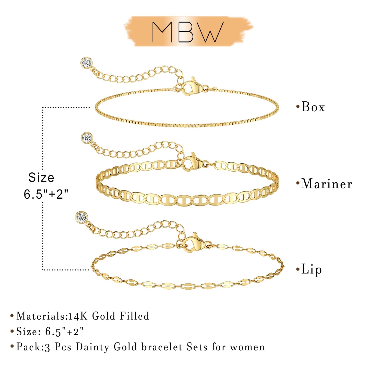 14K Gold Plated Bracelets for Women, Dainty Bracelet Stack Set for Women Thin Mariner Chain Fashion Waterproof Minimalist Jewelry Link Bracelets Cute Bracelets for Women Trendy
