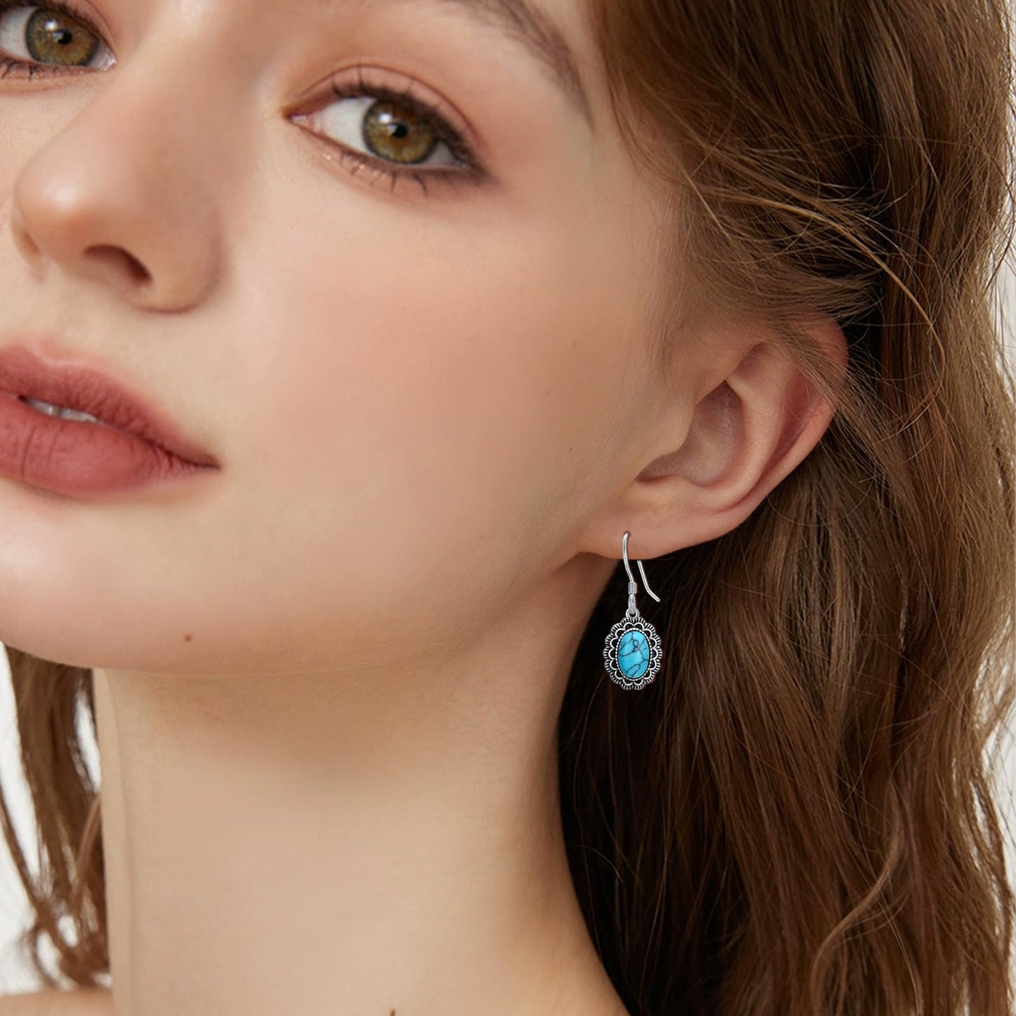 KoyeKei Concho Western Earrings for Women 925 Sterling Silver Turquoise Country Dangle Drop Earrings Vintage Boho Jewelry Country Concert Gifts for Cowgirl Cowboy