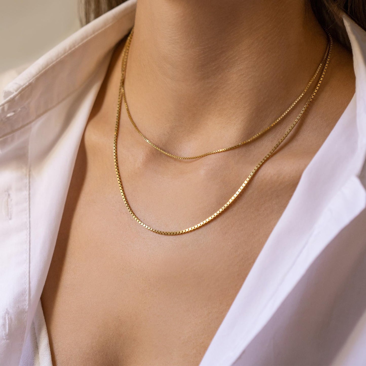 Freekiss Gold Necklace for Women: Simple Minimalist Necklace 14K Gold Plated Choker Necklace for Women Dainty Cute Sparkle Box Chain Necklaces Gold Jewelry for Women Trendy Gifts