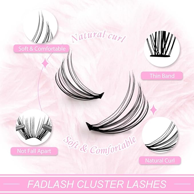 Individual Lashes Large Tray D Curl Lash Clusters 10D 20D 30D 40D Individual Lash Extensions Cluster Lashes Lash Extension Supplies Eyelash Clusters (20D-0.07D, 10mm)