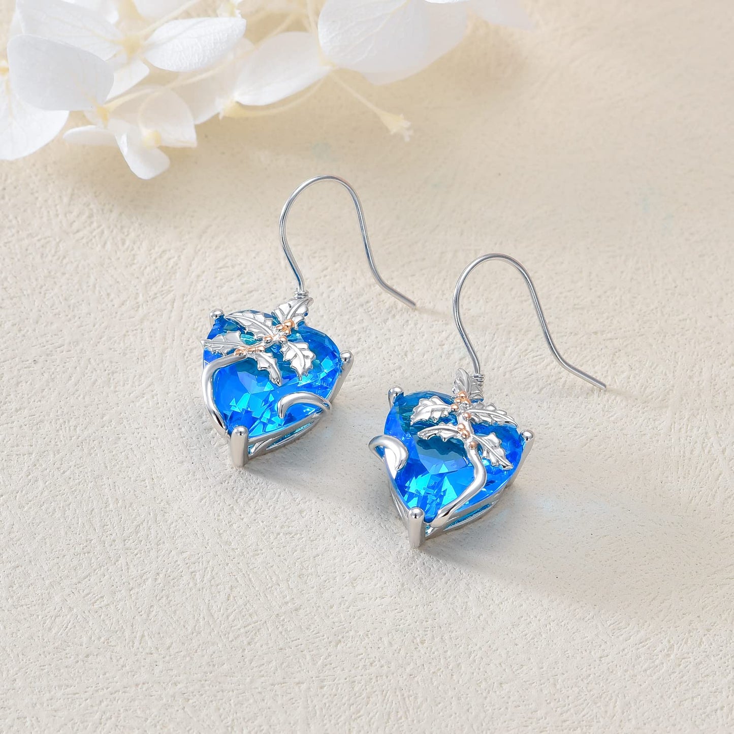 TOUPOP Topaz December Birthstone Earrings 925 Sterling Silver December Birth Flower Holly Earrings Jewelry Birthday Mothers Day Gifts for Women Mom Her
