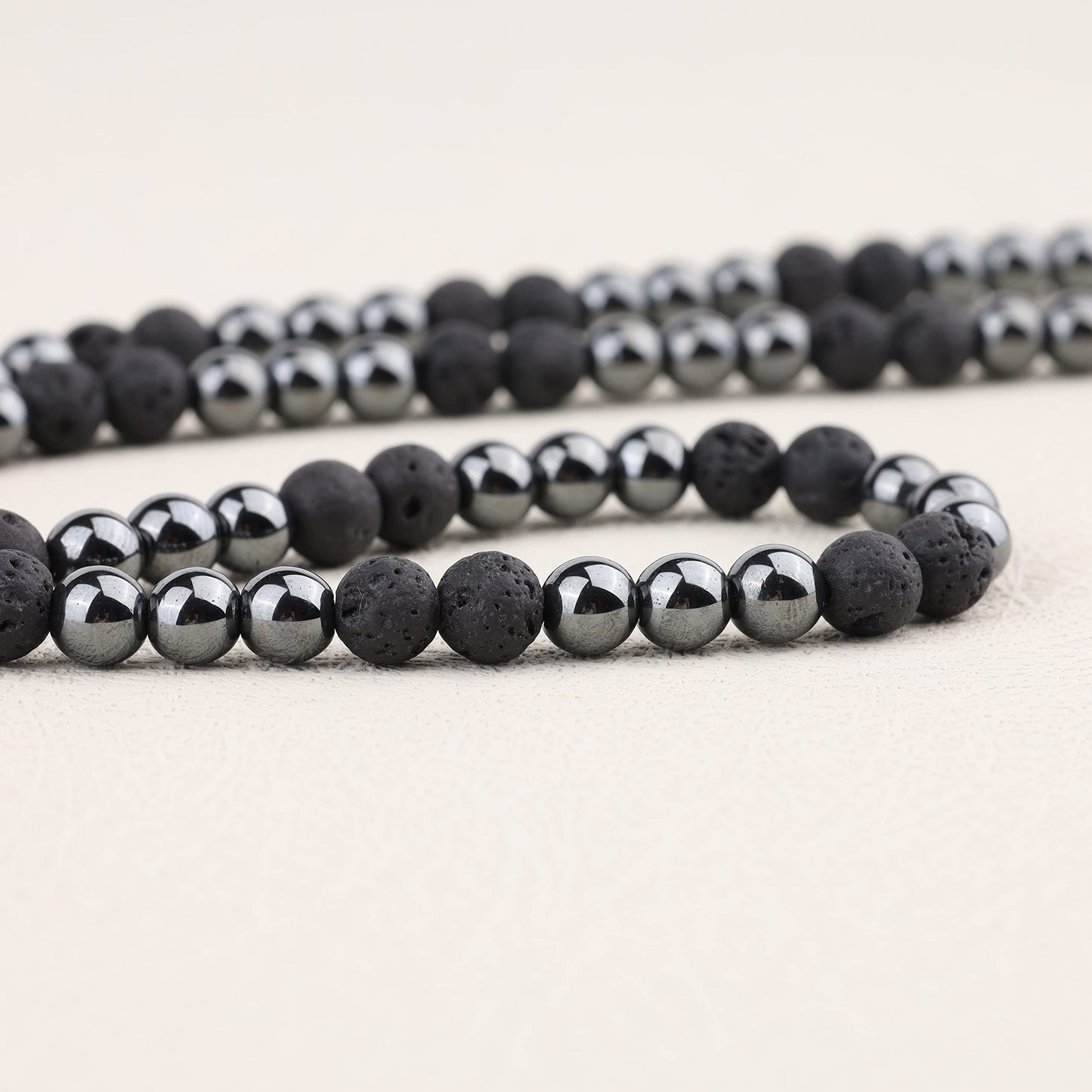 GAVU Lava Hematite Men's Beaded Stone Necklace 20"