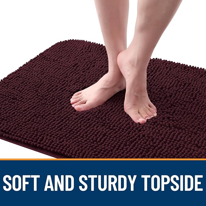 OLANLY Dog Door Mat for Muddy Paws 54x32, Absorbs Moisture and Dirt, Absorbent Non-Slip Washable Doormat, Quick Dry Chenille Mud Mat for Dogs, Entry Indoor Entryway Carpet for Inside Floor, Russet
