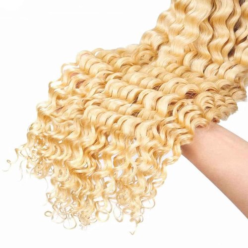 Habiliana Bundles Human Hair 18 20 22 Inch Jerry Curly Wave Blonde 613 Human Hair Bundles 11A Unprocessed Brazilian Virgin Quick Weave Hair Extensions for Black Women
