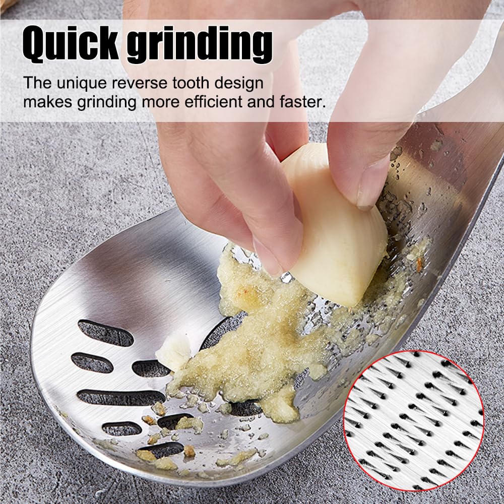 DONGKER Multipurpose Grinding Spoon,304 Stainless Steel Garlic Ginger Crusher Spoon Reverse Grinding Design for Home Kitchen Utensil