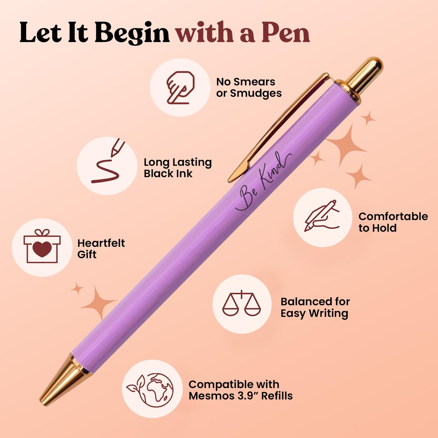 MESMOS 3Pcs Mindfulness Pen Set for Journaling, German-Ink & 1mm Swiss-Tip, Mindfulness Gifts, Luxury Pens for Women, Wellness, and Self Care Relaxing Gift, Writing Pens for Journaling No Bleed