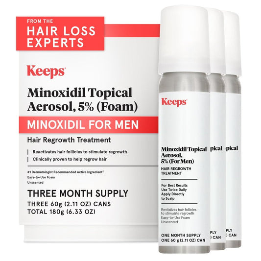 Keeps Extra Strength Minoxidil for Men Topical Aerosol Foam & Hair Growth Serum