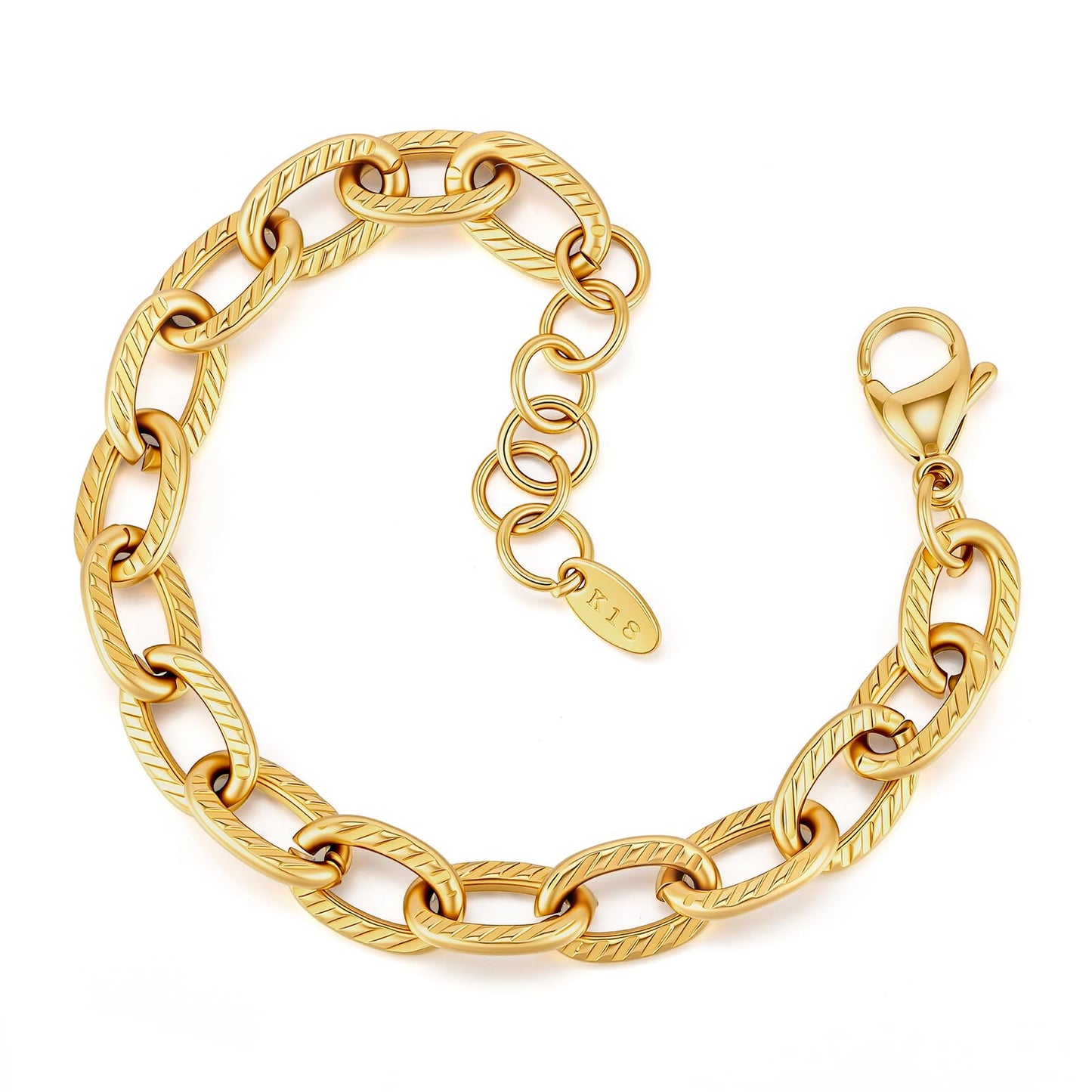 MPRAINBOW Chunky Gold Bracelets for Women - 18K Gold Plated Cuban Link Bracelet, Stainless Steel Non-tarnish Waterproof Thick Chain Trendy Daily Fashion Jewelry, Valentines Party Prom Birthday Gift