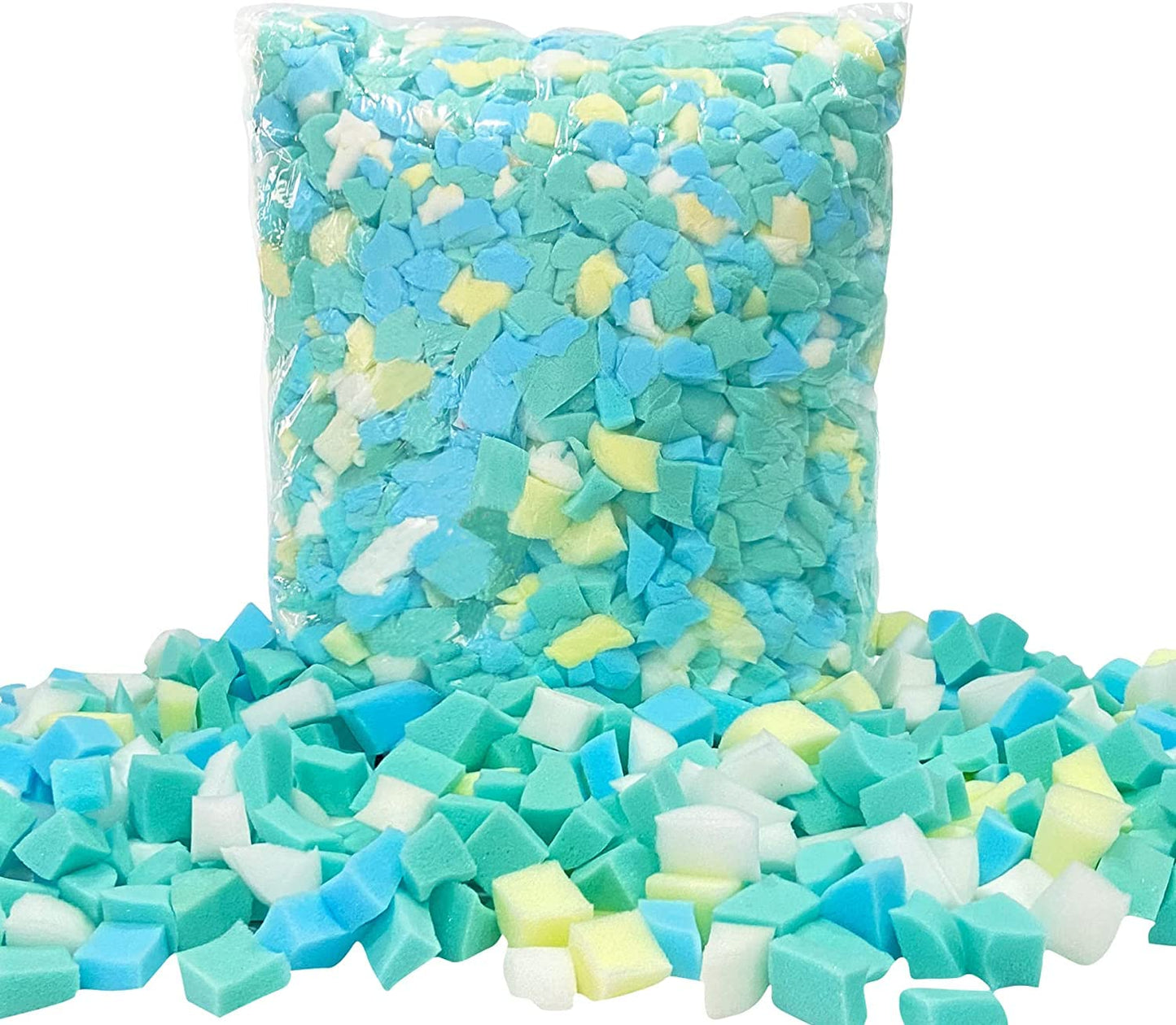 Welacer Shredded Memory Foam Filling 5lbs for Bean Bag Filler, Without Added Gel Particles, Premium Soft Refill and Great for Stuffing, Multi Color and Shape