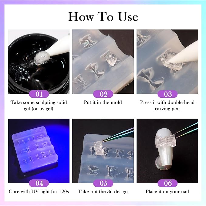 Laza 4pcs Gothic Silicone Nail Art Molds, 3D Rose, Snake, Bones, Cross, Collar, Skull Exquisite Silicone Nail Accessories with Carving Pen Resin Nail Art Mold Manicure Tools for DIY Salon Nail Design