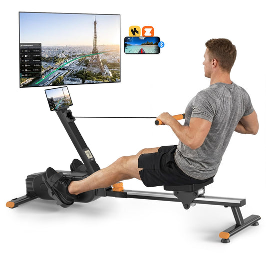 2026update Magnetic Rowing Machines for Home,Rower Machine with 16 Levels,Powerful Silent Magnetic Resistance,350lbs Weight Capacity,LCD Monitor,Silent Rail System,Row Machine for Home Gym Exercise