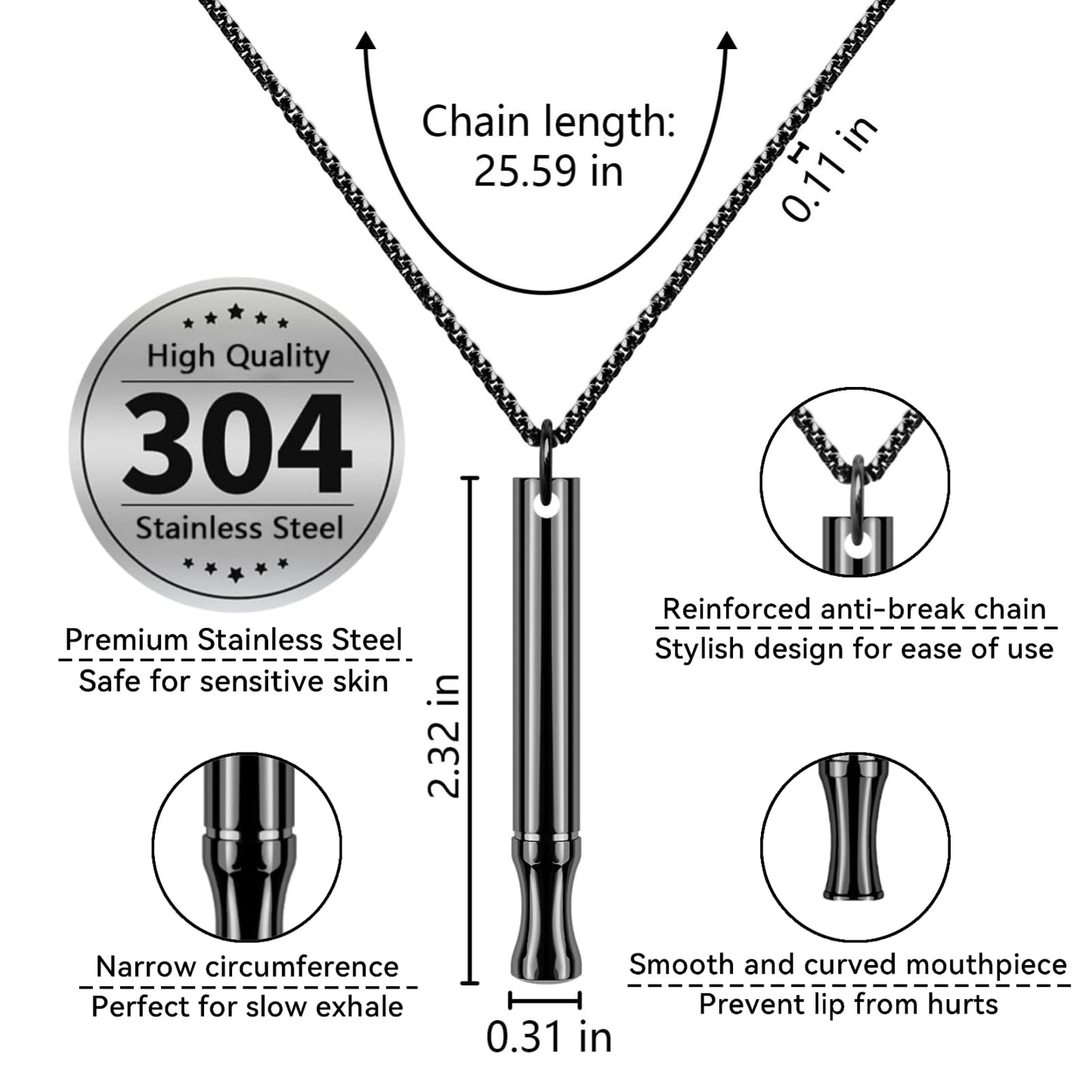 LAMKHOO Breathing Necklace to Quit Smoking and Vaping with Refillable Mint Pods Stop Smoking Aids Fidget Necklace Smokeless Inhaler for Adults