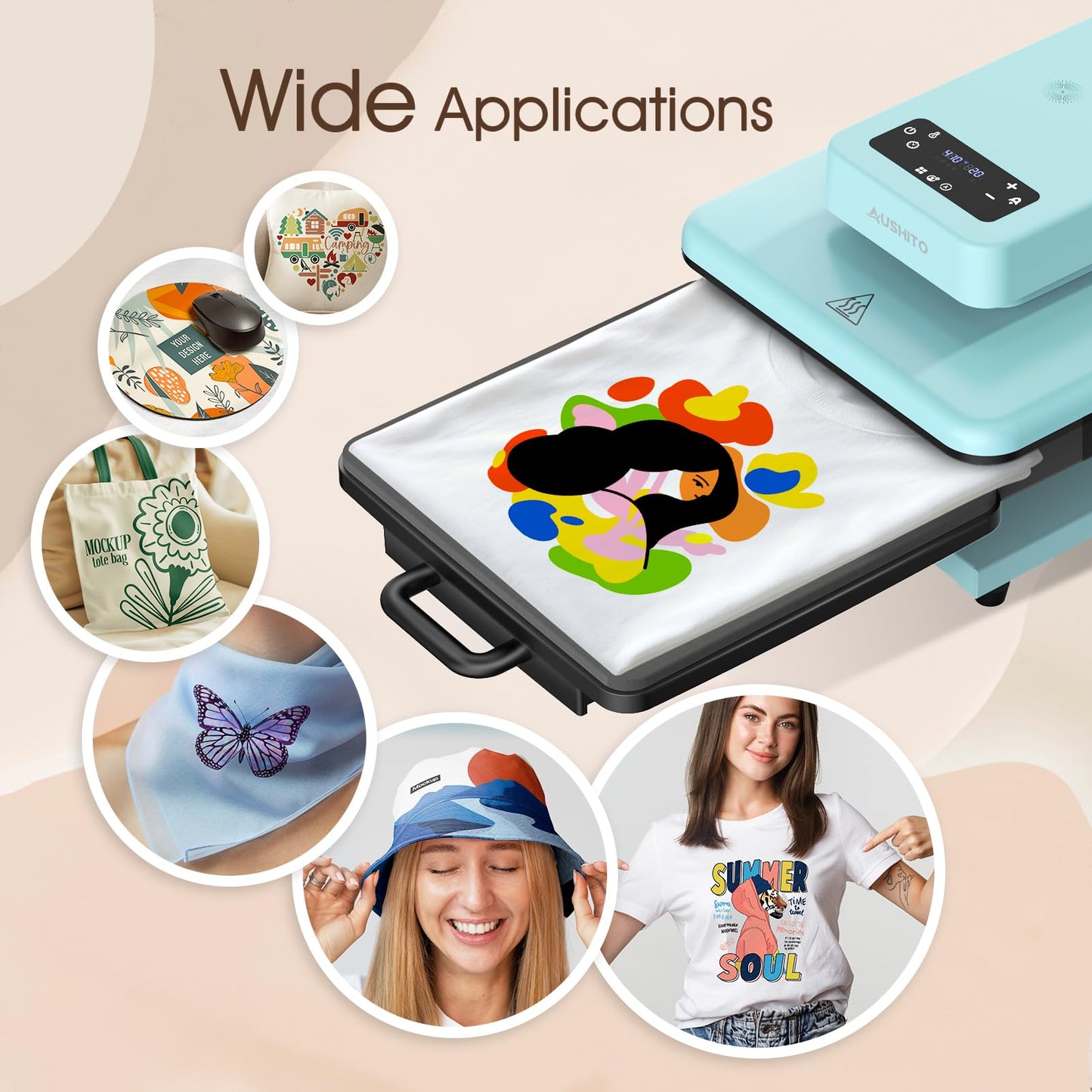 AUSHITO Upgraded Auto Heat Press - Heat Press Machine for T Shirts with Adjustable Pressure & Higher Heating Height, Heats Up Fast & Evenly Heat Press 15x15 for HTV, Sublimation, Heat Transfer Project