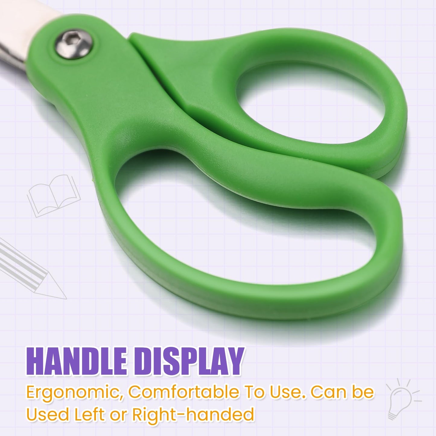 BURVAGY 48 Packs 5" Small School Student Blunt Tip Craft Kids Scissors, Stainless Steel Blades Comfort Grip 5 Inch Safety Scissors Bulk for Children Toodler Cutting Paper