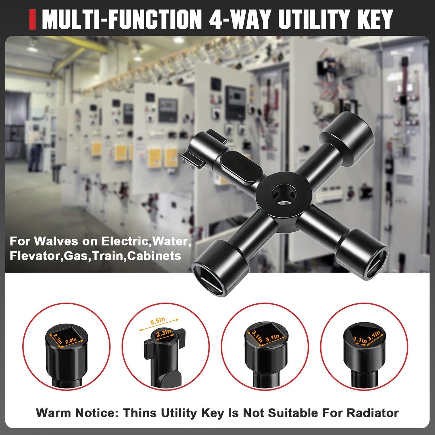 CRAFTZONE 3 Pcs Plumbing Tools Angle Stop Wrench Kit with 4-Way Sillcock Key, Adjustable Wrench for Installing & Removing Compression Angle Stop and Fittings