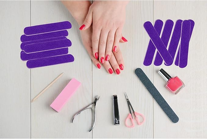 Mini Nail Files Bulk (100 Pcs), Double Sided Emery Board Nail File for Nature Nails, Manicure Tool Set Disposable Colorful Nail File for Home Salon Use Travel Size Men Women Kids Wood Board