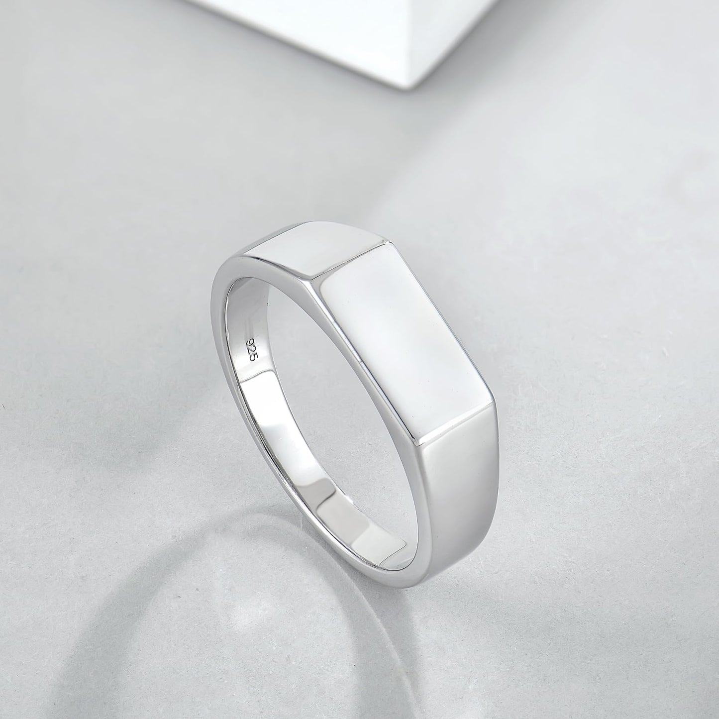 STARCHENIE Sterling Silver Signet Ring, 6mm Wedding Band, Unisex Pinky Thumb Ring Size 12