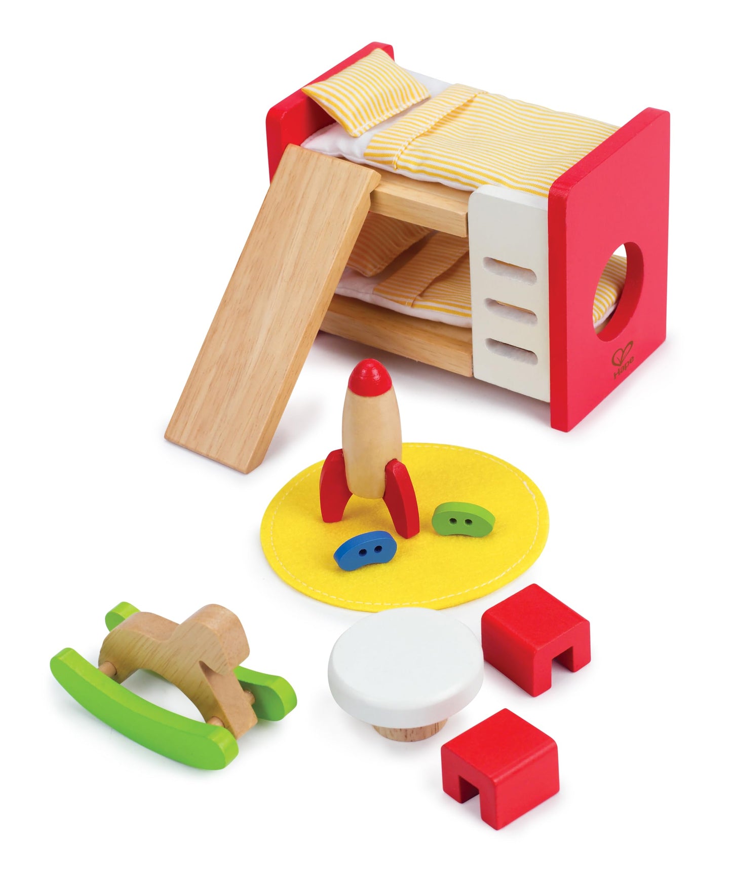 Hape Wooden Doll House Furniture Children's Room with Accessories| 1:12 Scales Miniature Dollhouse Furniture