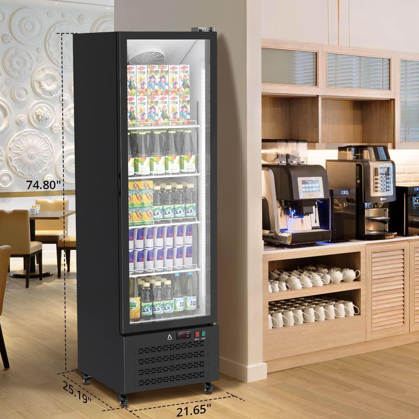 IDEALHOUSE Commercial Refrigerators, 13.4 Cu.Ft Beverage Cooler, Commercial Fridge with Glass Door Display, LED Light Adjustable Shelves Drink Cooler for Restaurant Grocery Store Home, Black
