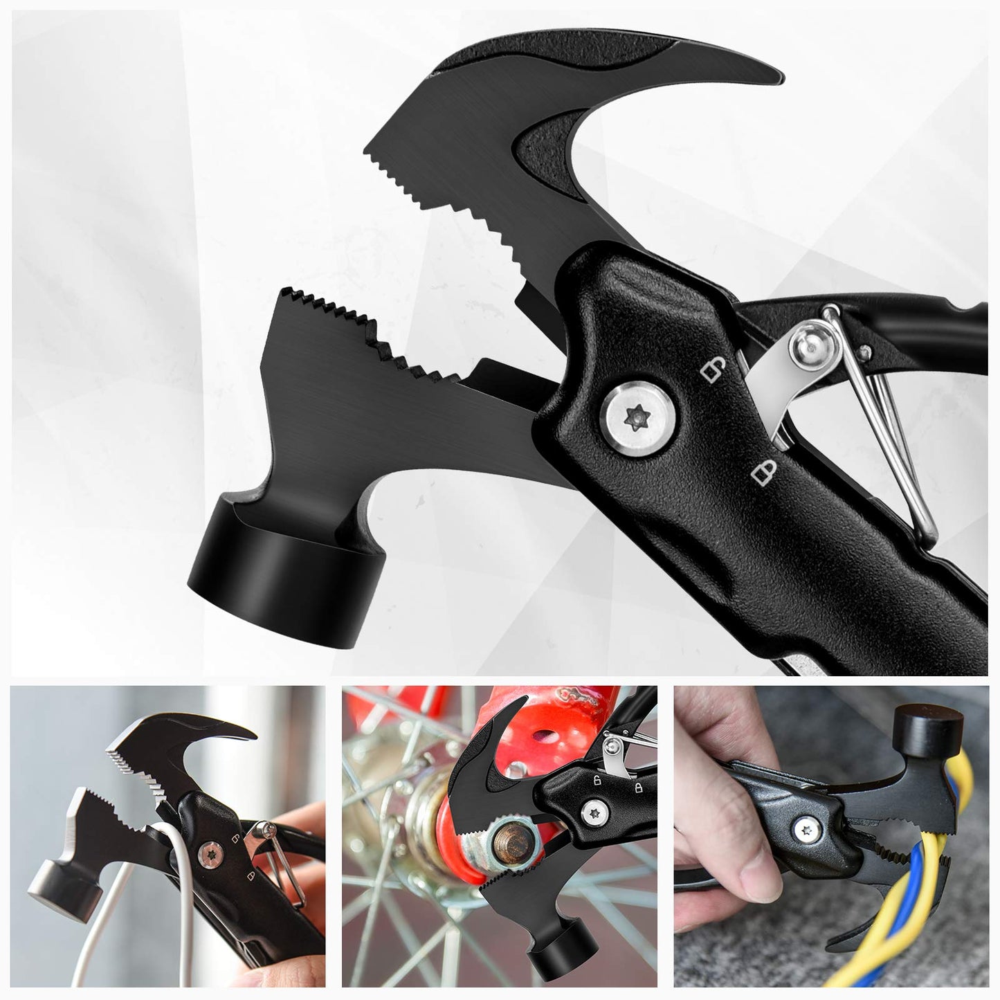 BIIB Gifts for Men, 12 in 1 Hammer Multitool, Fathers Day Mens Gifts for Husband Dad, Anniversary Birthday Gifts for Men, Fathers Day Dad Gifts from Daughter Son, Camping Essentials Survival Gear Tool