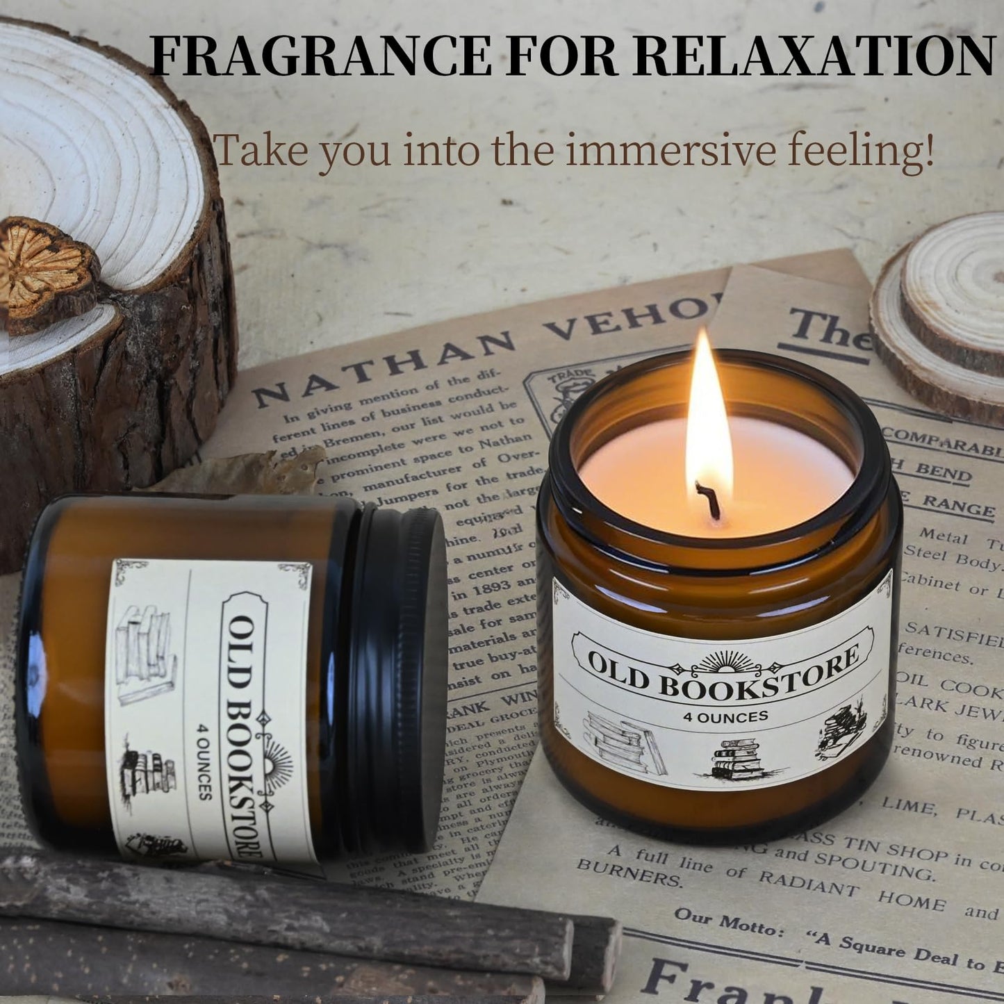 Old Bookstore Candle,Book Lovers Gifts,4 oz 20 Hours Burn Soy Wax Candle Gift for Readers Birthday Gifts for Book Lovers,Librarian,Scented Candle