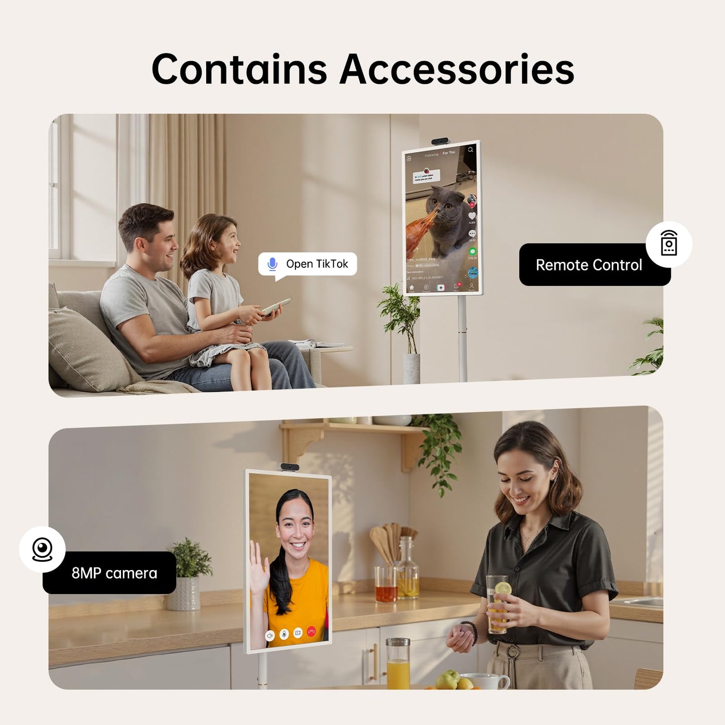 ApoloSign 32 inch FHD Smart Portable TV Gen2, 16G +128G Storage, Android 15 OS, 15000mAh, Rolling TV on Wheels with Rotatable Touch Screen, Built-in Battery, Full Swivel Rotation, Voice Remote