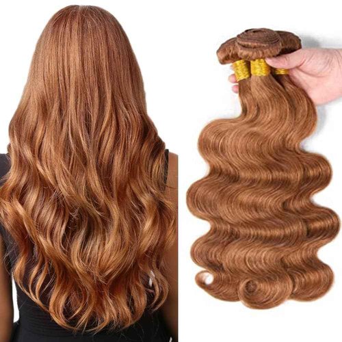 Giginger Brazilian Human Hair Bundles 26 28 30 Inch Color 30 Light Brown Body Wave Bundles Human Hair Unprocessed Virgin Quick Weave Hair for Black Women