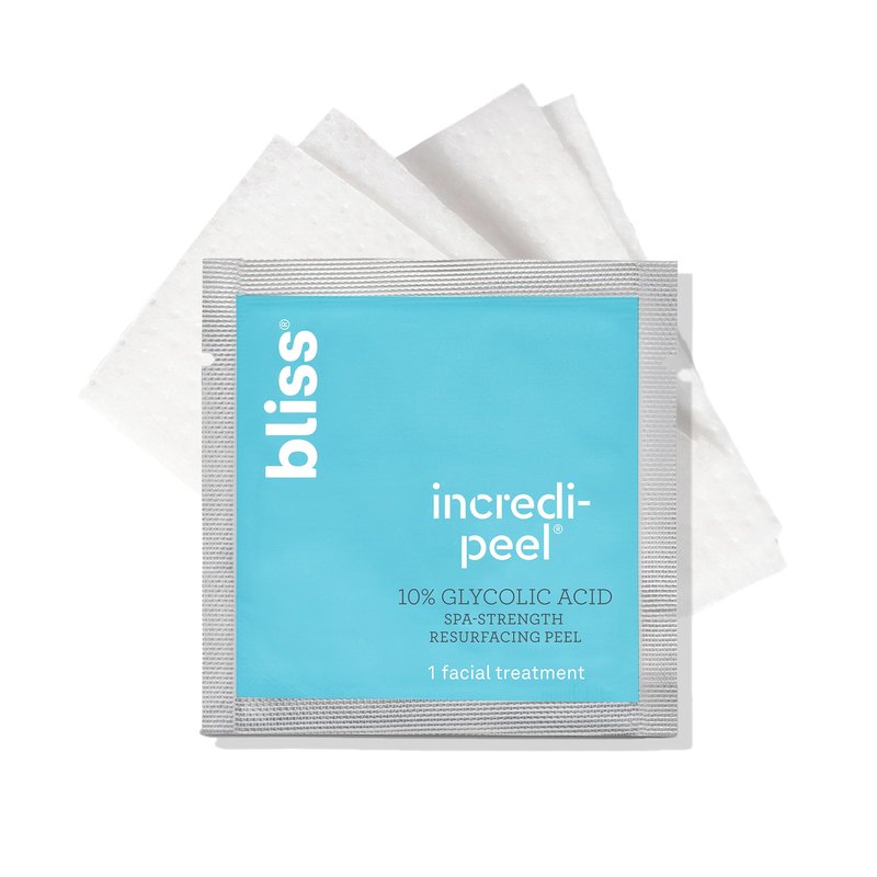 Bliss That's Incredi-Peel Glycolic Resurfacing Facial Pads - 15 ct - Single-Step Pads for Exfoliating and Brightening - Targets Fine Lines and Discoloration - Travel-Friendly - Vegan & Cruelty-Free