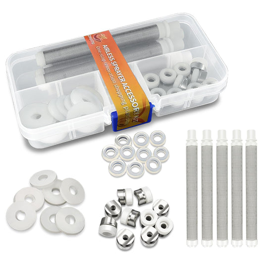 Airless Paint Sprayer Gaskets Seal Tip Gaskets Nylon Flat Spacers Silicone Gaskets Replace 246453 Compatible with Graco Airless Paint Spray Gun Filter Airless Sprayer Accessories 35Pcs