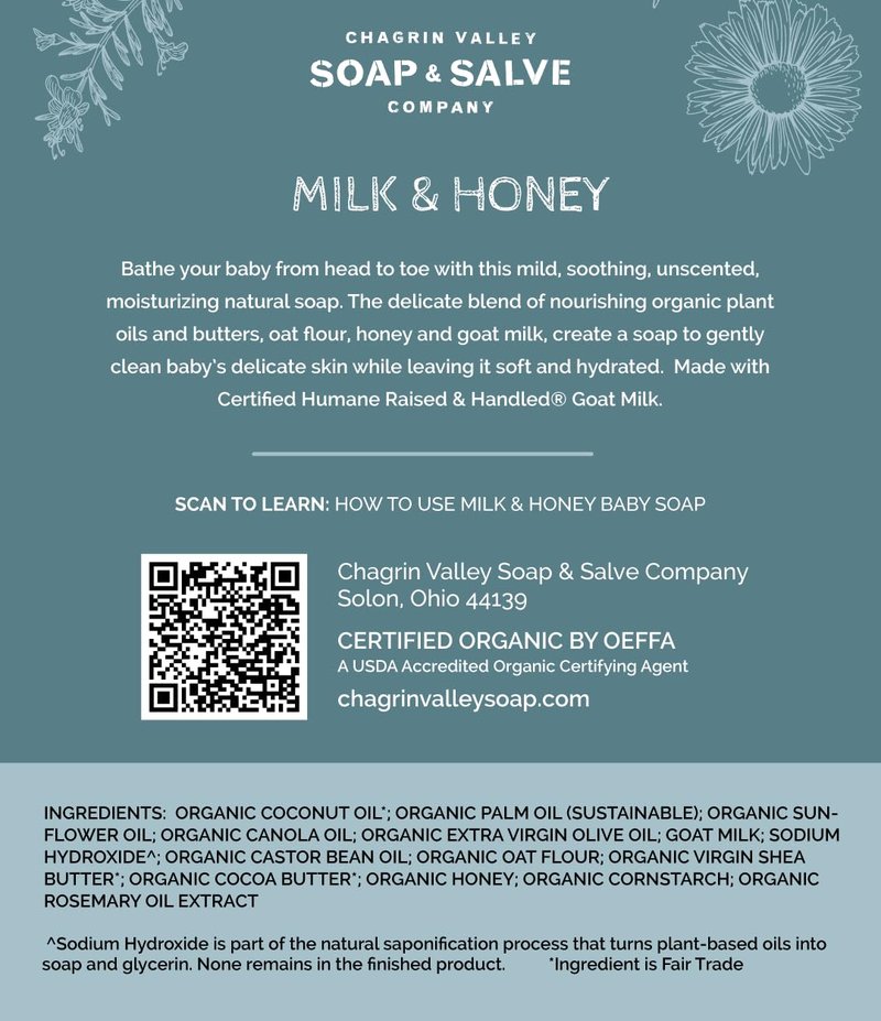 Chagrin Valley Soap & Salve Baby Shampoo Baby Soap Bar from Oat, Honey & Goat Milk - Unscented & Moisturizing - For Babies Sensitive Dry Skin & Eczema - 3.5 oz Shampoo Bar & Organic Body Wash