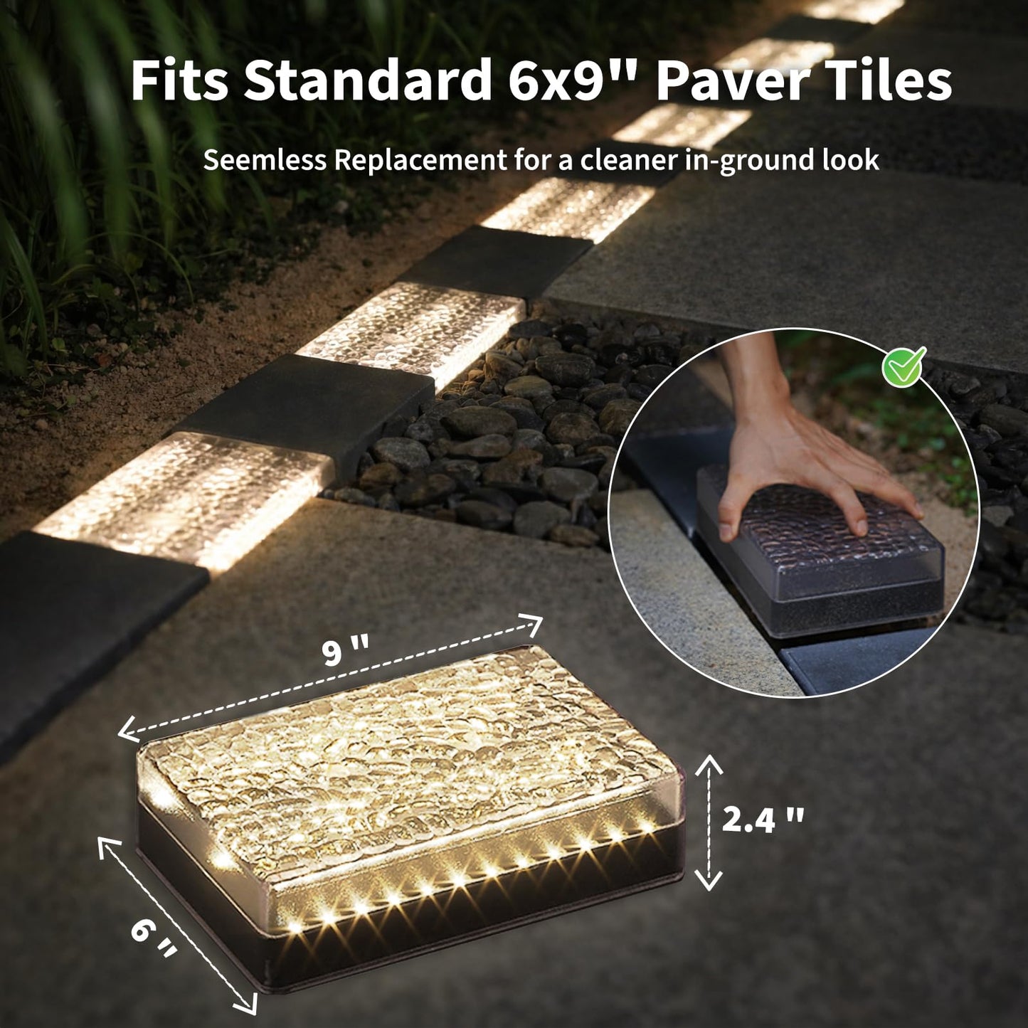 SHONELIGHTING Paver Lights, Solar Light Outdoor Waterproof, In-Ground Brick LED for Driveway & Pathway, Hardscape Pavers, Auto On/Off, Heavy Duty Warm White 3500K (2 Pack)