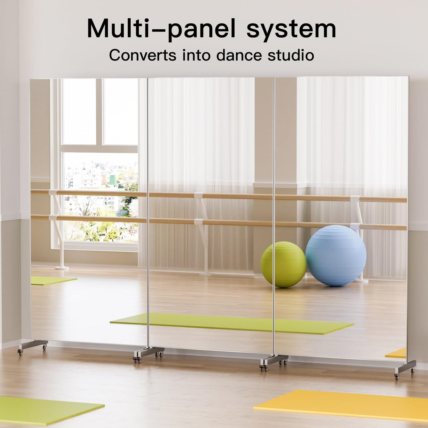 brisafe 79"x40" Ultra-Light Mobile Floor Mirror with 360° Wheels, 0.04mm Shatterproof Nano Film for Home Gym/Yoga/Dance Studio & Commercial Use (60% Insurance Savings, Silver, 9.38LB)