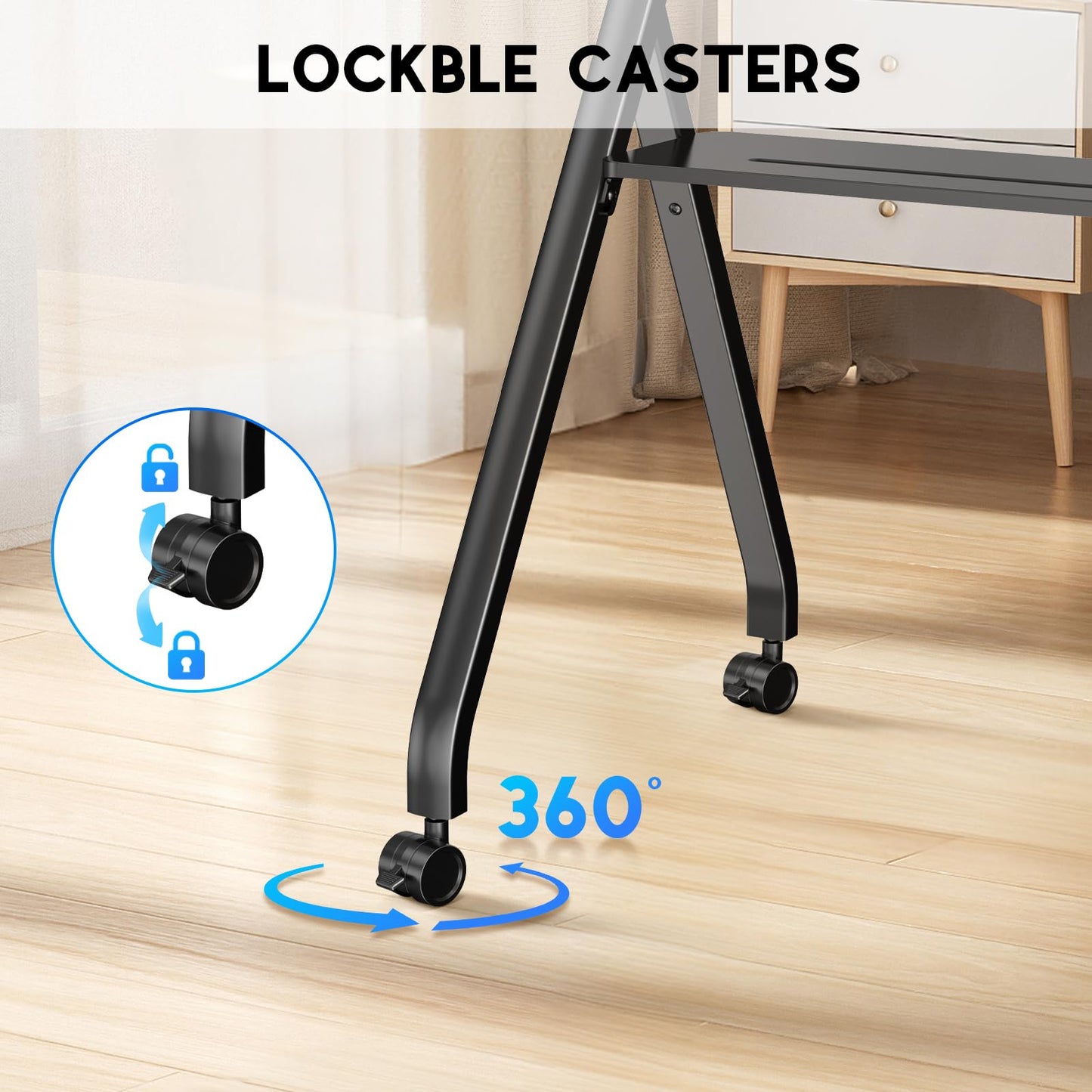 Smart Board Stand with Wheels, 55/65/75/86'' Interactive Whiteboard Stand, Mobile Stand with Four Lockable Wheels, COOLHOOD Stable and Easy to Move for Home Office School Classroom (Only Stand)