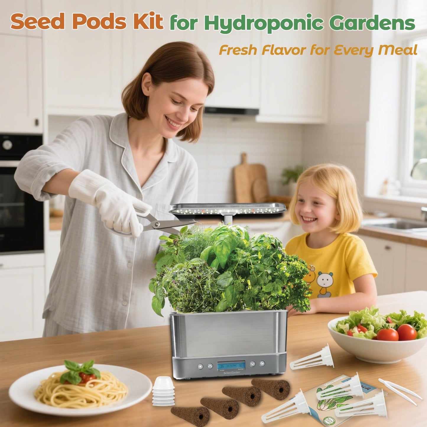 Salad Seed Pod for Aerogarden - 12 Fruit Hydroponic Refill Grow Pods with 6 Packets Seeds of Mini Cucumber, Arugula, Spinach, Cherry Radish & Tomato for Most Hydroponic Systems Ahopegarden, LETPOT