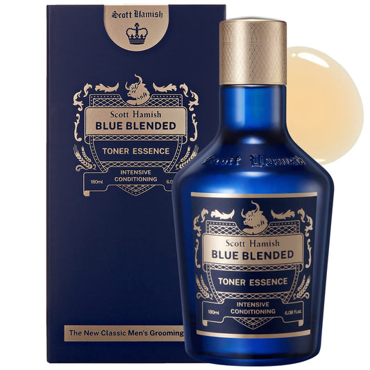 Scott Hamish Blue Blended Toner Essence - Men Facial Toner Essence with Hyaluronic Acid & Amino Acid - Hydrating Toner Restore Vitality – All in One Face & Aftershave, 6.09 fl.oz.