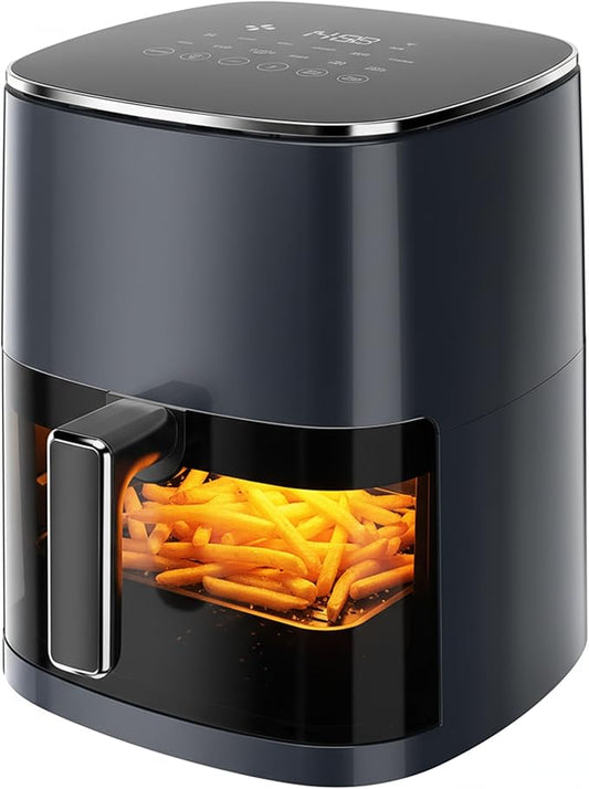HealSmart 12-in-1 Air Fryer Oven, 6.34 Qt Digital Convection Oven with Visible Window & 1700W, Air Fry, Roast, Bake, Nonstick Basket, Black