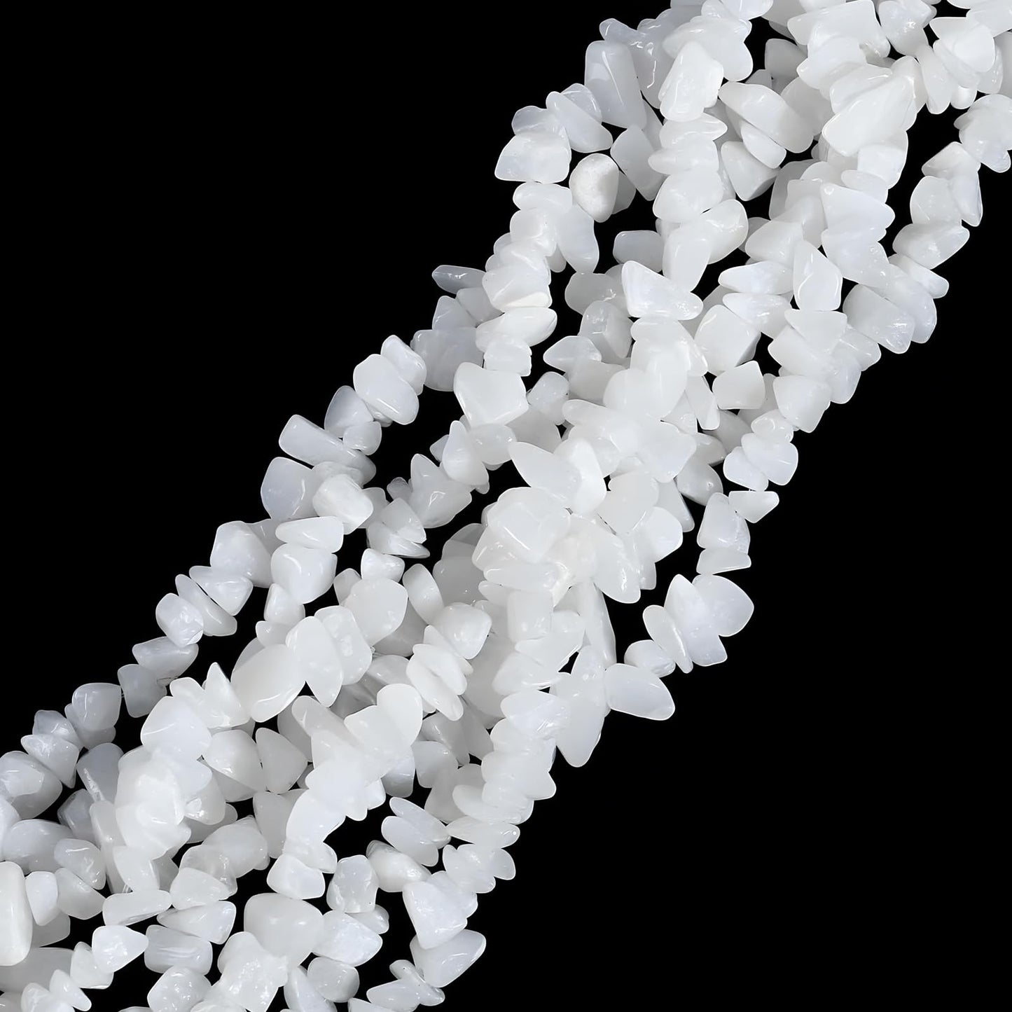 HAAMIIQII 5-8mm Natural White Jade Chips Beads - Genuine Real Irregular Freeform Chip Loose Gemstone Energy Healing Beads for Jewelry Making Strand 30 Inch