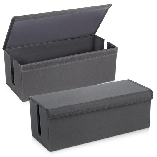 2 Pack Cable Management Box, Fabric Cord Hider Box with Lid,Cord Storage Box for Power Strip,TV Wires, Computer, Router, USB Hub,Under Desk Cord Organizer, Desk Cable Storage