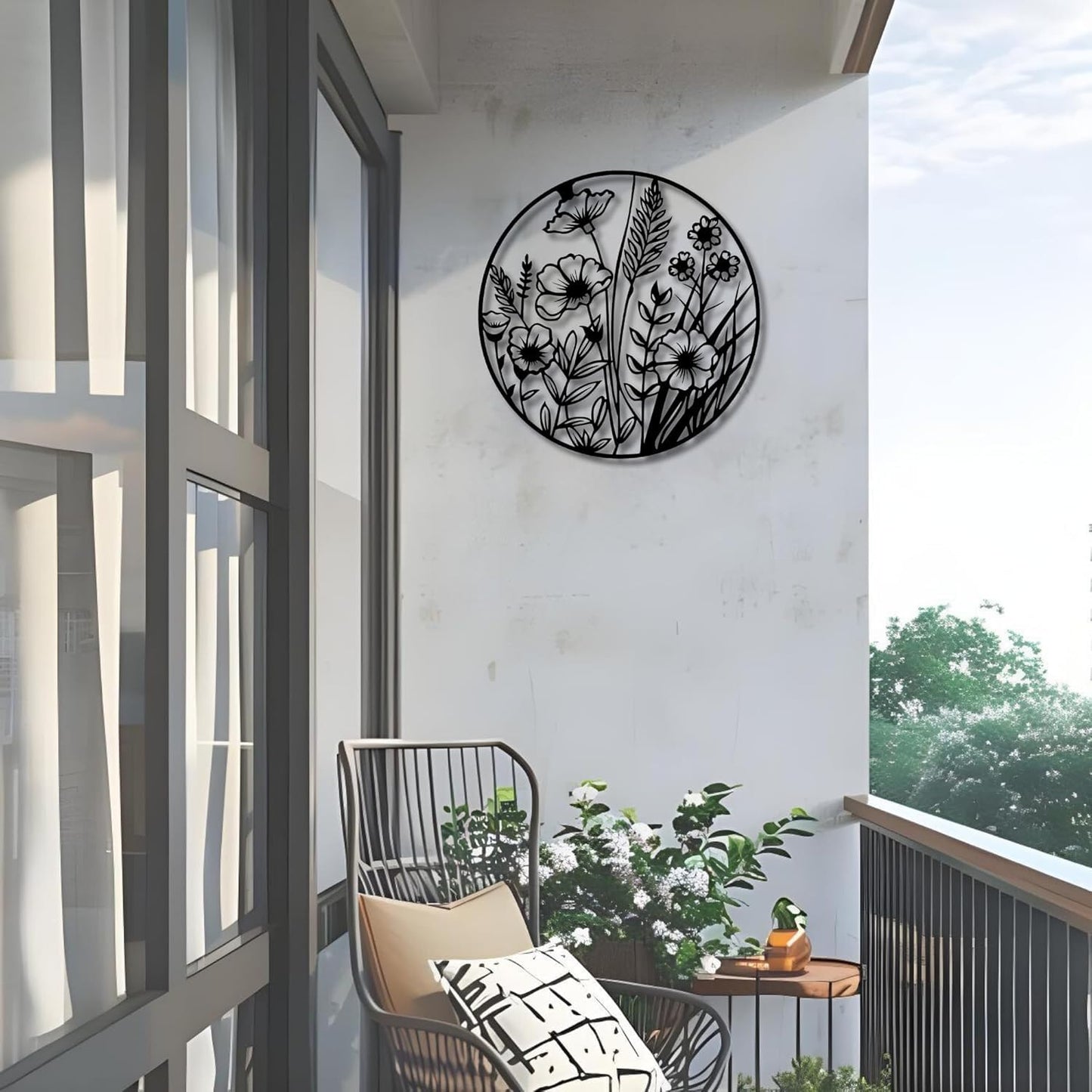 Metal Wall Decor | 17'' x 17'' x 0.05'' Bonsai Tree Themed Metal Wall Art | Handmade Indoor and Outdoor Wall Decorations