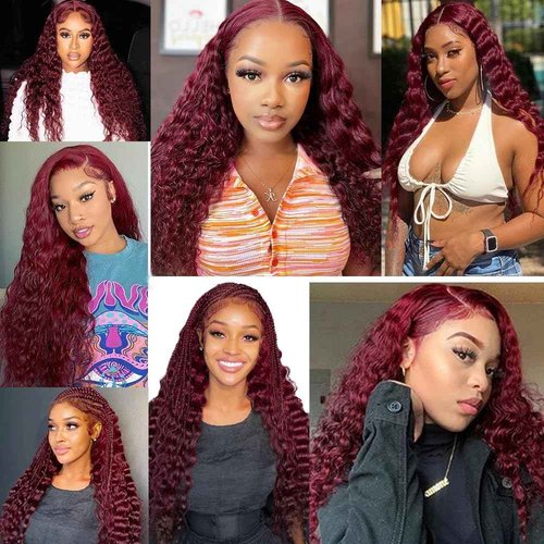 Giginger Brazilian Human Hair Bundles Burgundy 99J Deep Wave Human Hair Bundles 26 28 30 inch Wine Red Unprocessed Virgin Quick Weave Hair for Black Women