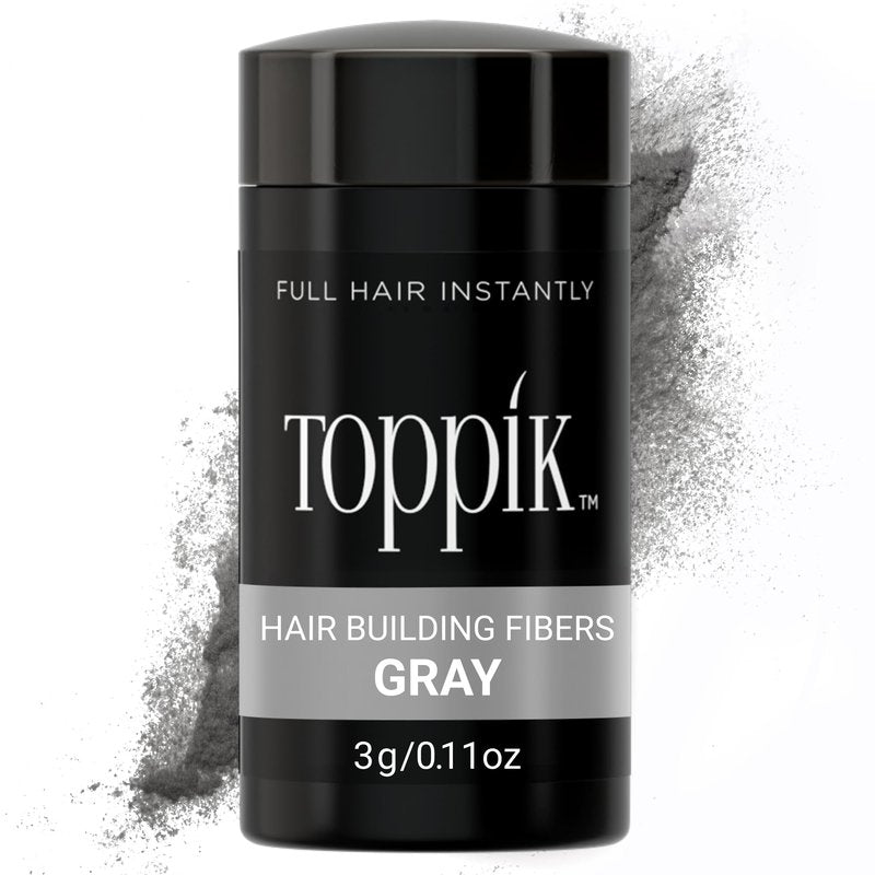 Toppik Hair Building Fibers, Gray, 0.11 oz Fill In Fine or Thinning Hair, Instantly Thicker, Fuller Looking, 9 Shades for Men & Women, Keratin Protein Formula