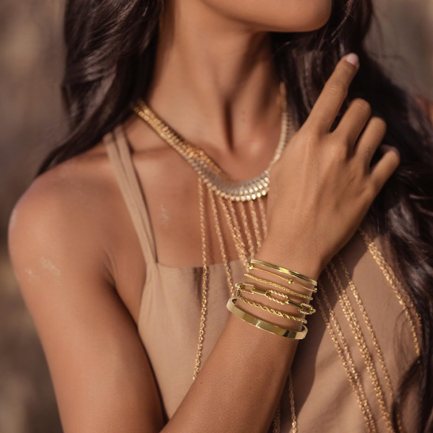 Gold Bracelets for Women, Exquisite 18K and 14K Real Gold-Plated Bracelet Stacking Sets, Waterproof Cuban Chains, Paperclip Chain , Cuff Bangles, Non Tarnish,Jewelry Gifts for Women (18kGOLD 6 SET)