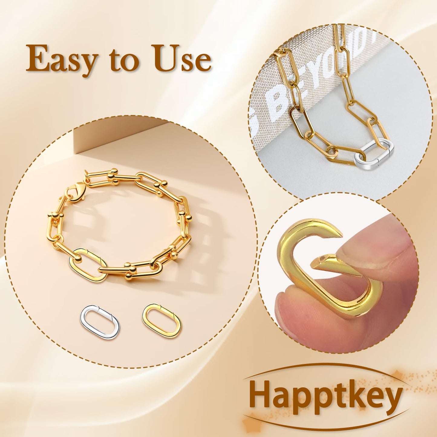 8PCS Oval Clasp Carabiner Necklace Connector Stainless Steel Spring Clasps Bracelet Closures Keychain Lock Clasps Necklaces Clips Key Ring Bracelets Shortener for Jewelry Finding DIY Making Kit (A23)