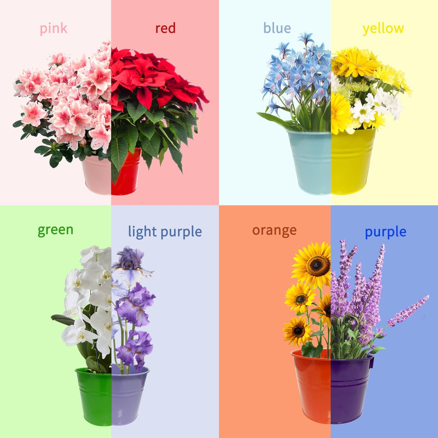 8 Pieces of 6.3 Inch Metal Iron Hanging Flower Pots, Balcony Planters Railing Hanging,Colorful Hanging Flower Pots, Garden Fence Balcony Home Decoration, with Drainage Holes and Detachable Hooks