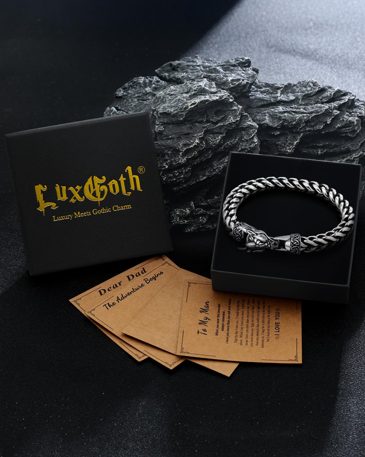 LuxGoth Stainless Steel Dragon Head Heavy Cuban Link Chain Bracelet Gothic Punk Rock Biker Vintage Norse Viking Dragon Franco Link Curb Bracelet Jewelry for Men Silver GTS-B1B45023