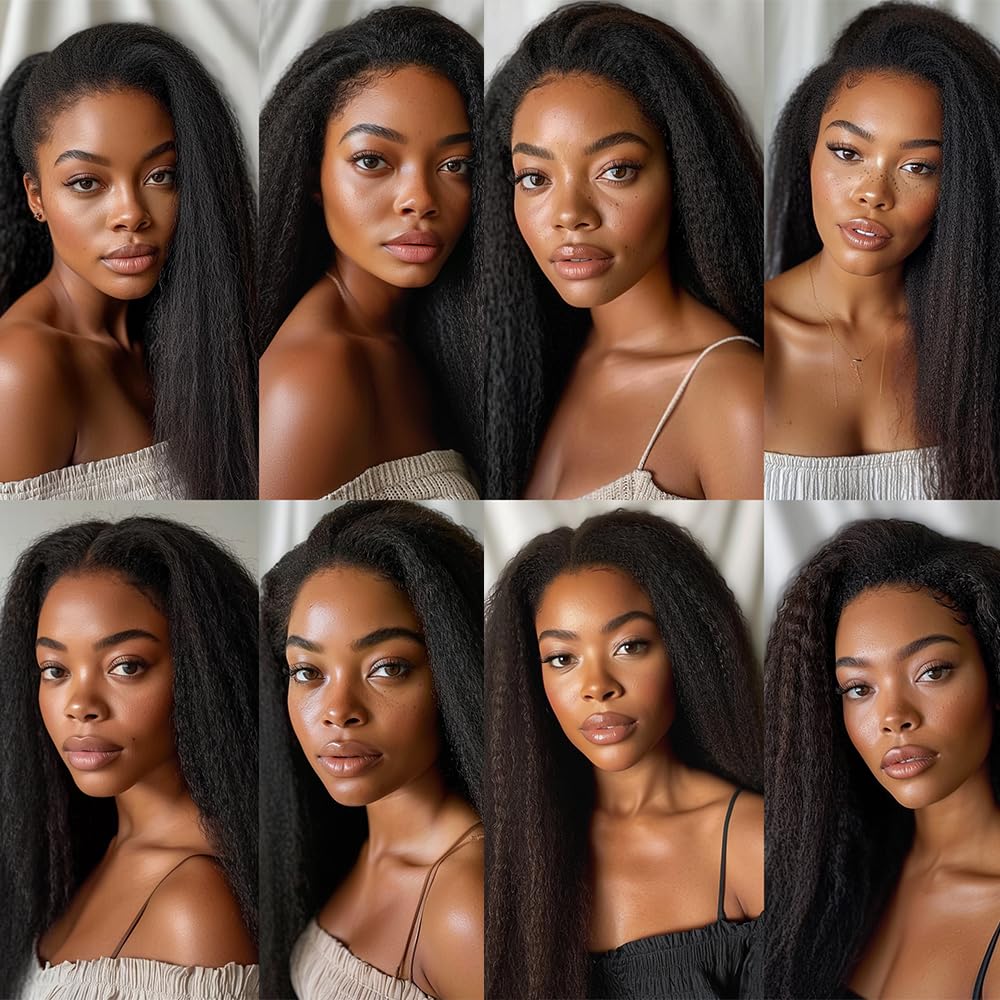 Yaki Straight Human Hair Bundles Kinky Straight Bundles Natural Black Color Double Weft 14 16 18 Inch Yaki Bundle Brazilian Virgin Remy Hair Extensions Quick Weave For Women Deals